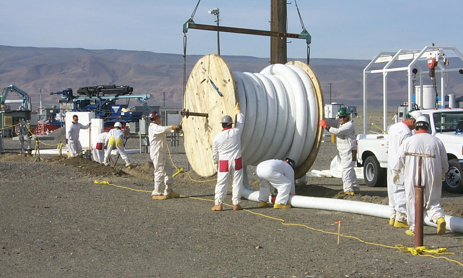 Unreeling HIHTL at S-Farm, Hanford, WA
